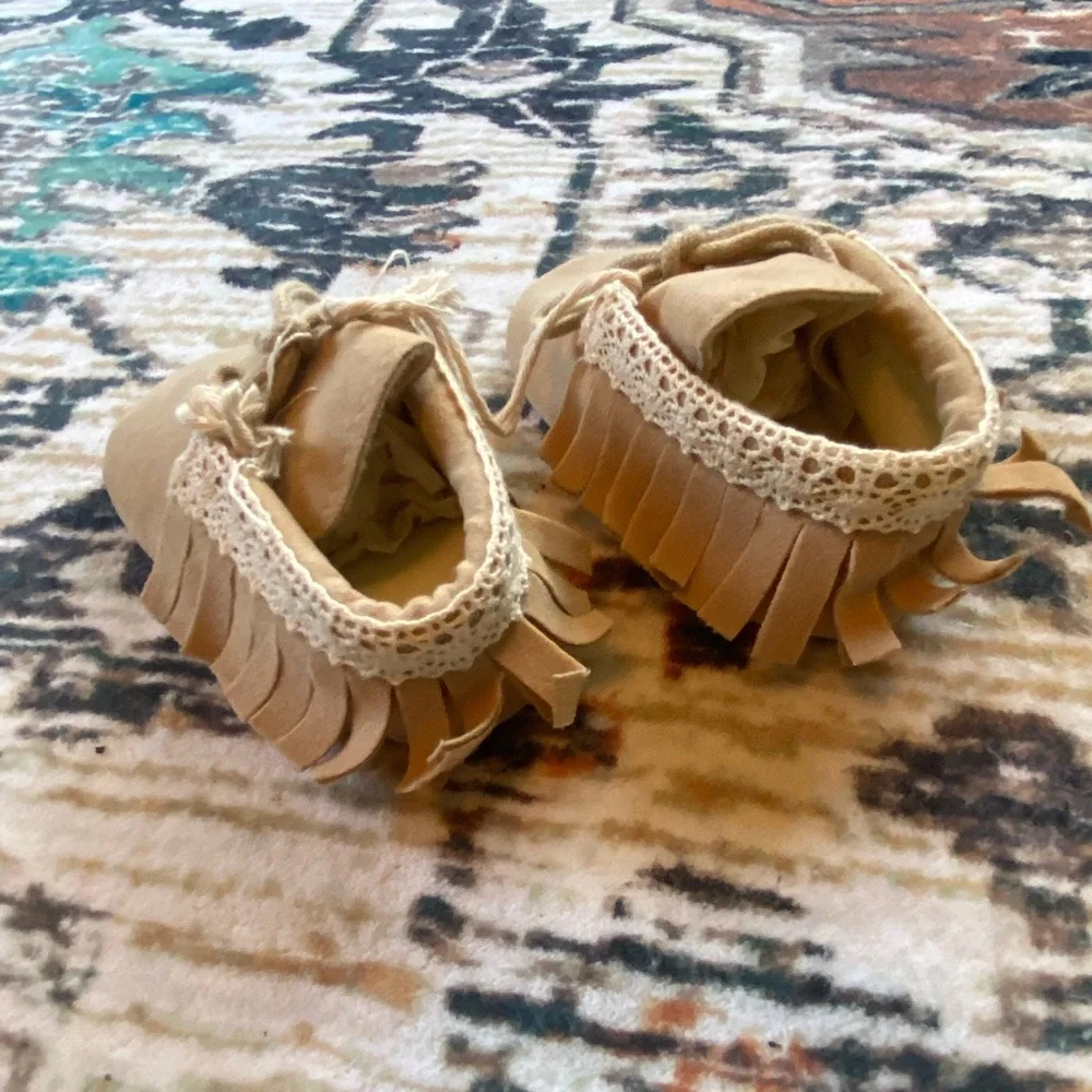 Tan Toddler Moccasins with Fringe Detail